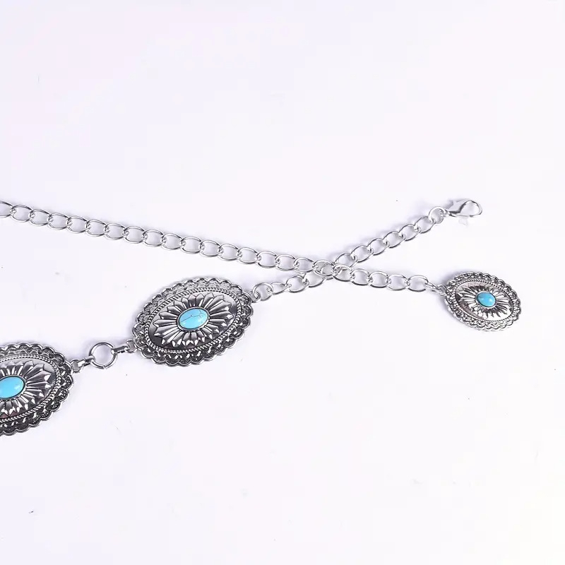 „Amazon Cross-Border“ populiari juosmens grandinėlė su turkio spalvos inkrustuota etninio stiliaus raižyta retro kelnių juosta, dekoratyvinė juosmens juosta