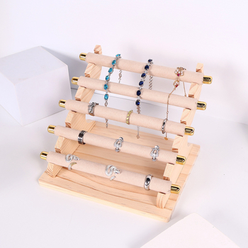 Suport de bijuterii Design, suport detașabil în trepte, bej, suport de depozitare detașabil, suport de depozitare pentru inele de bijuterii, suport de bijuterii