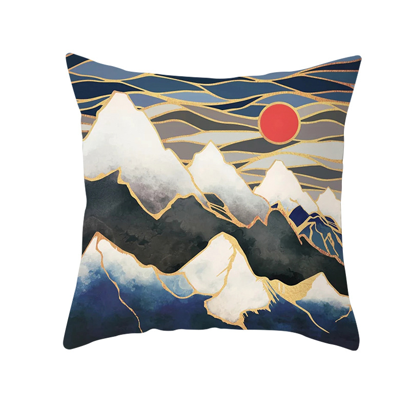 Pernă decorativă Amazon Home, en-gros, 2023, scandinavă, cu linii aurii, peisaj geometric, față de pernă cu piele de piersică