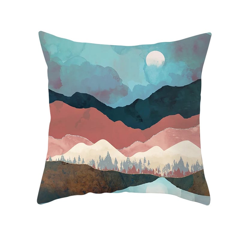 Pernă decorativă Amazon Home, en-gros, 2023, scandinavă, cu linii aurii, peisaj geometric, față de pernă cu piele de piersică