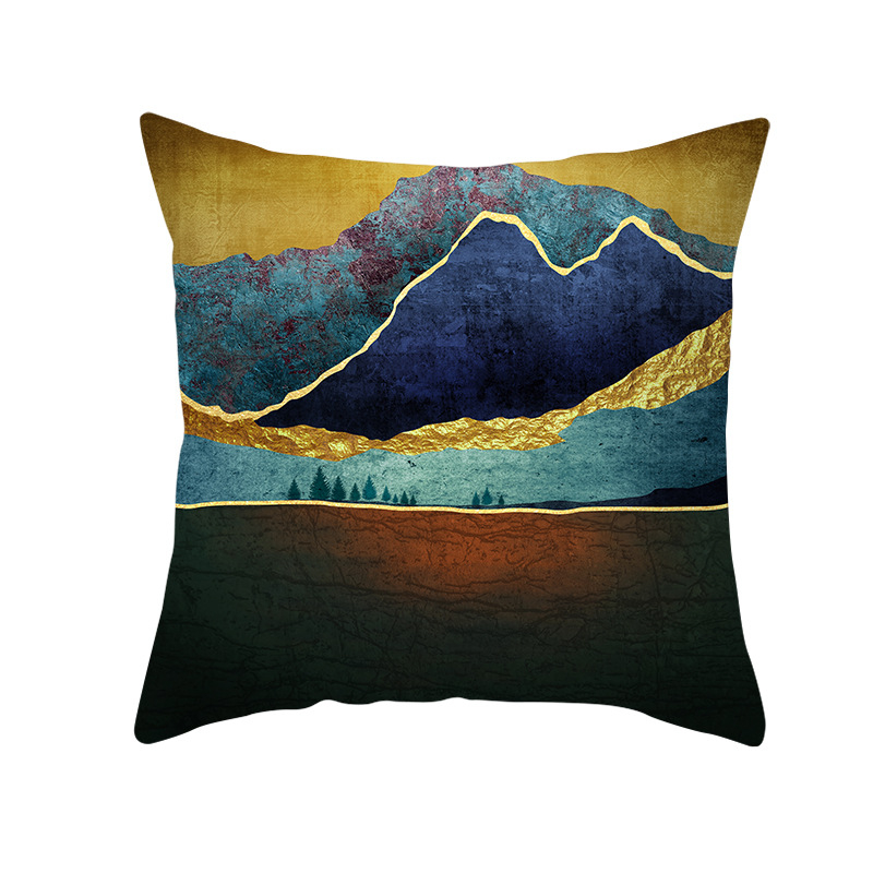 Pernă decorativă Amazon Home, en-gros, 2023, scandinavă, cu linii aurii, peisaj geometric, față de pernă cu piele de piersică