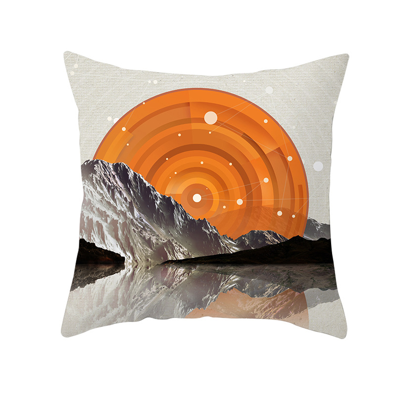 Pernă decorativă Amazon Home, en-gros, 2023, scandinavă, cu linii aurii, peisaj geometric, față de pernă cu piele de piersică