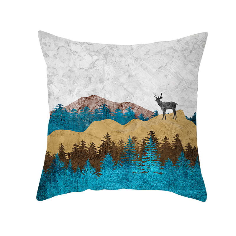 Pernă decorativă Amazon Home, en-gros, 2023, scandinavă, cu linii aurii, peisaj geometric, față de pernă cu piele de piersică