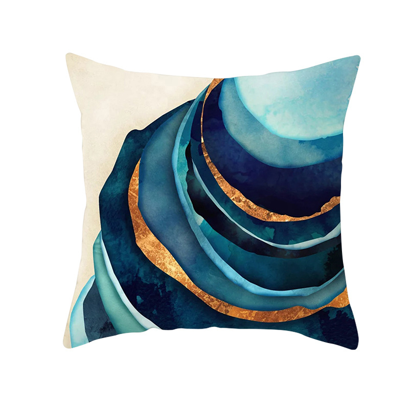 Pernă decorativă Amazon Home, en-gros, 2023, scandinavă, cu linii aurii, peisaj geometric, față de pernă cu piele de piersică