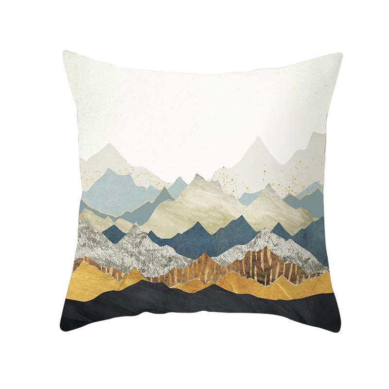 Pernă decorativă Amazon Home, en-gros, 2023, scandinavă, cu linii aurii, peisaj geometric, față de pernă cu piele de piersică