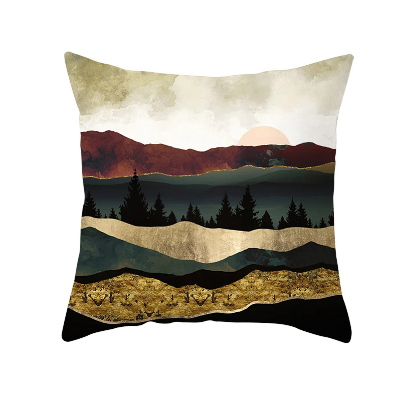 Pernă decorativă Amazon Home, en-gros, 2023, scandinavă, cu linii aurii, peisaj geometric, față de pernă cu piele de piersică