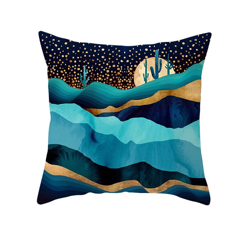 Pernă decorativă Amazon Home, en-gros, 2023, scandinavă, cu linii aurii, peisaj geometric, față de pernă cu piele de piersică