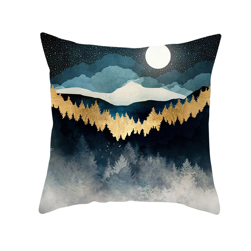 Pernă decorativă Amazon Home, en-gros, 2023, scandinavă, cu linii aurii, peisaj geometric, față de pernă cu piele de piersică