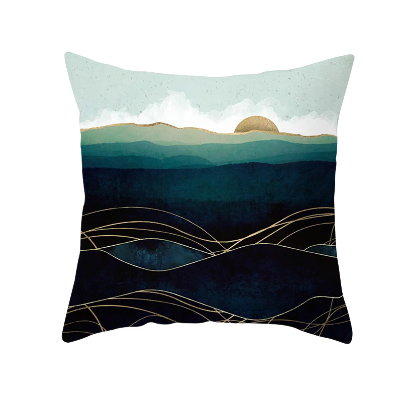Pernă decorativă Amazon Home, en-gros, 2023, scandinavă, cu linii aurii, peisaj geometric, față de pernă cu piele de piersică
