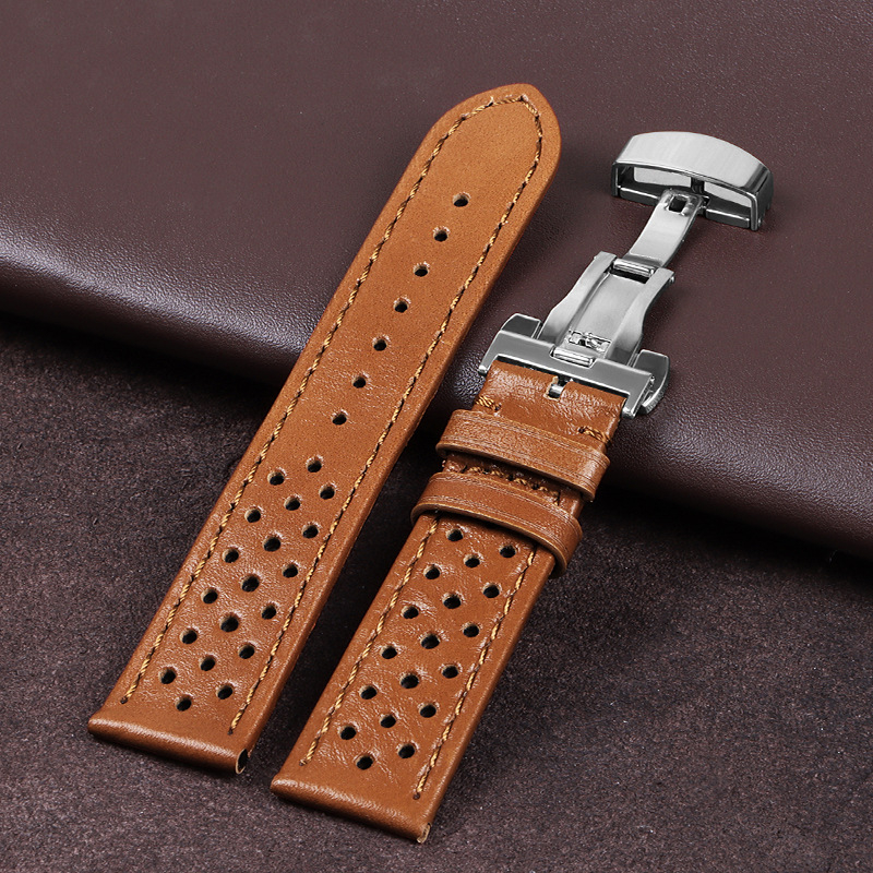 Poraina, elpojoša, eļļas krāsas ādas siksniņa, pielāgojama Huawei Samsung Crazy Horse matēta pulksteņa jostai ar tauriņa sprādzi 20 mm, noliktavā