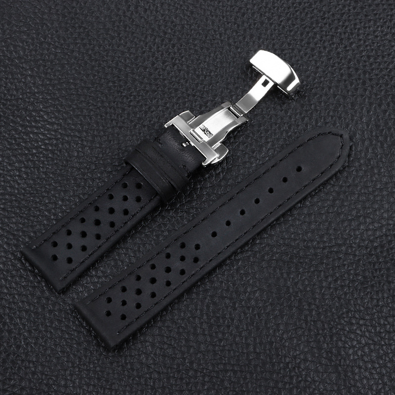 Poraina, elpojoša, eļļas krāsas ādas siksniņa, pielāgojama Huawei Samsung Crazy Horse matēta pulksteņa jostai ar tauriņa sprādzi 20 mm, noliktavā