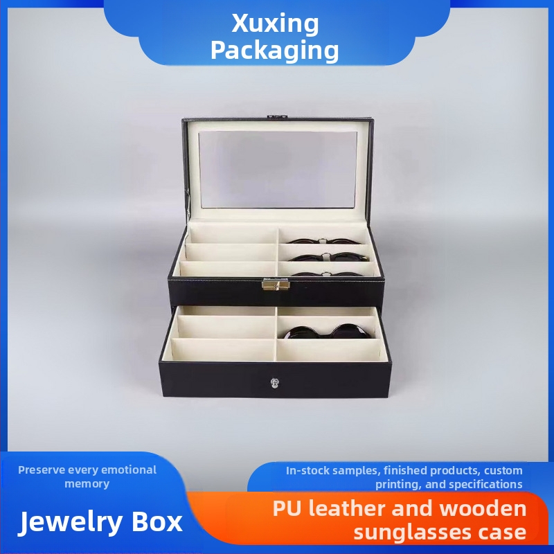Užsienio prekyba tarpvalstybine vietoje didmeninė prekyba 8 pu odinės medinės akinių nuo saulės dėžutės akinių nuo saulės ekrano teksto žaislinė laikymo dėžutė
