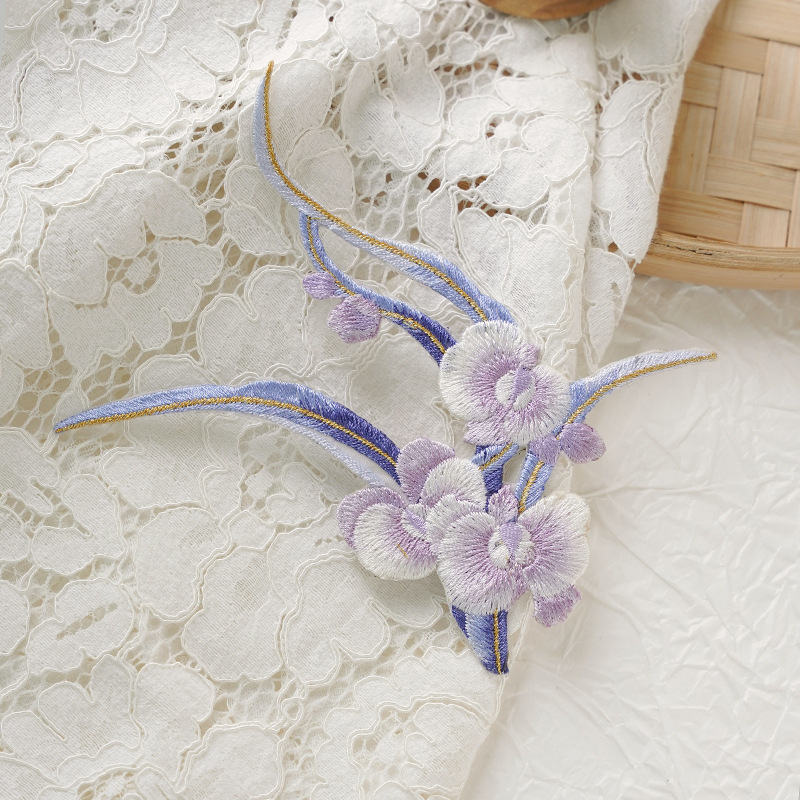 Siuvinėtos falenopsės lipdukai audiniams, kiniško stiliaus senovinio stiliaus „pasidaryk pats“ lipdukai audiniams, Han dinastijos krepšiai, drabužių dėmių taisymas ir lyginimas 10446