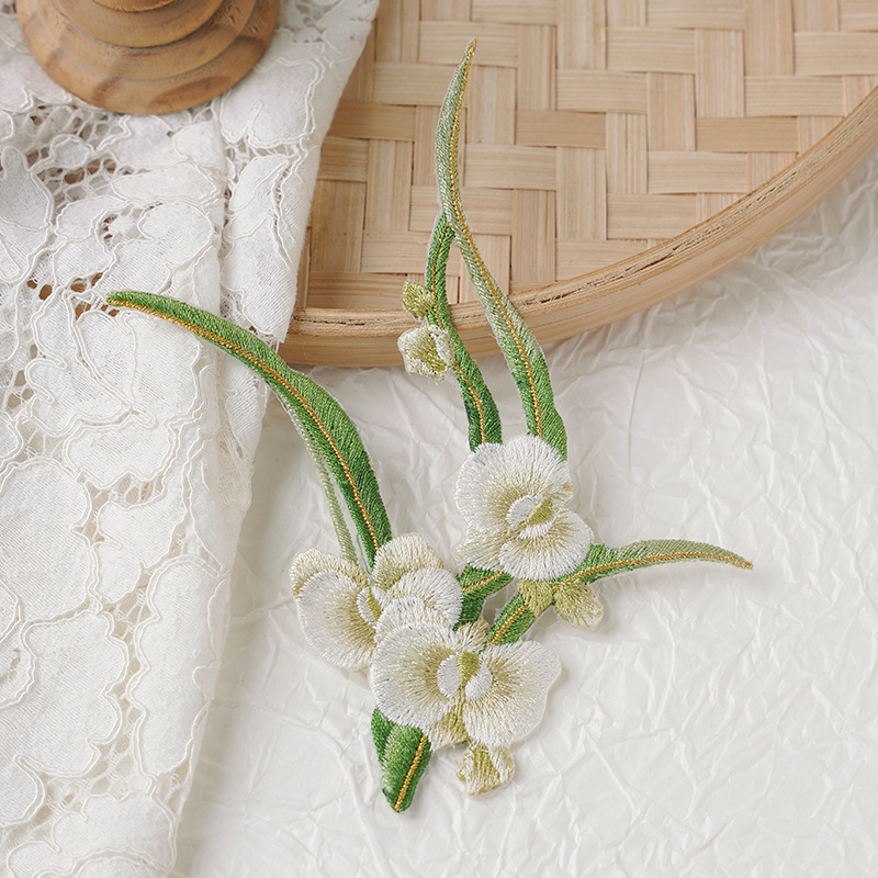 Siuvinėtos falenopsės lipdukai audiniams, kiniško stiliaus senovinio stiliaus „pasidaryk pats“ lipdukai audiniams, Han dinastijos krepšiai, drabužių dėmių taisymas ir lyginimas 10446