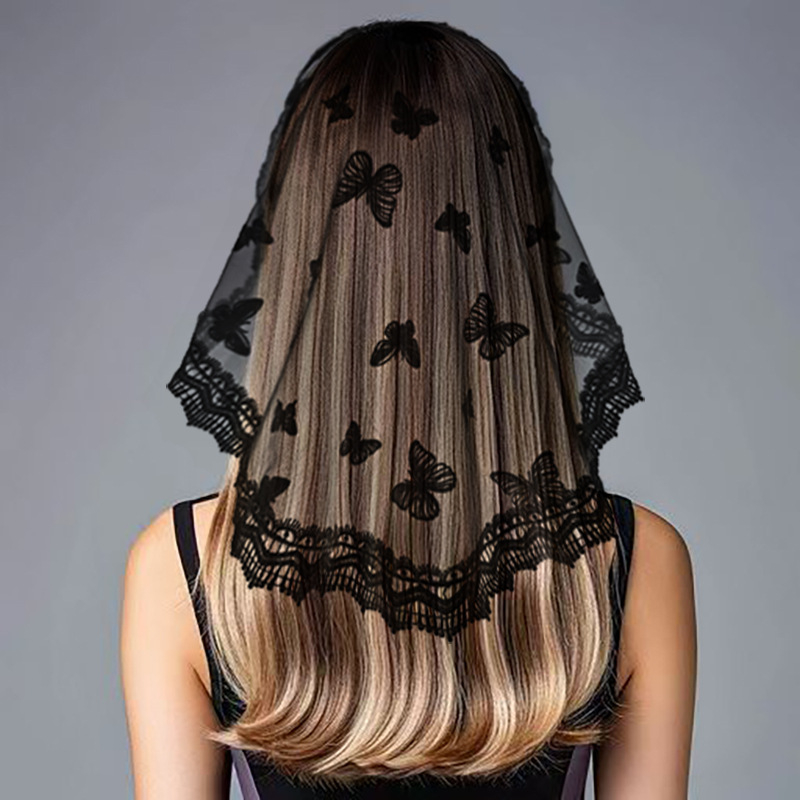 Cezhraničný Amazon španielsky turban biely závoj kryt čipkovaná čiapka jednovrstvová čínska čipka kostolná pokrývka hlavy