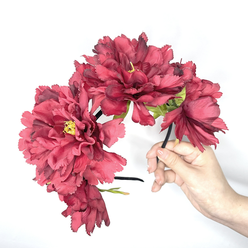 2025 m. pavasario ir vasaros naujas didelis bijūnų galvos juosta su aukštu galvos apdangalu, aukštos kokybės aksesuarai, Naujųjų metų šviežios gėlės, nuotakos galvos juosta moterims