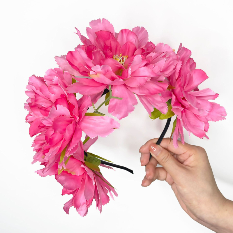 2025 m. pavasario ir vasaros naujas didelis bijūnų galvos juosta su aukštu galvos apdangalu, aukštos kokybės aksesuarai, Naujųjų metų šviežios gėlės, nuotakos galvos juosta moterims