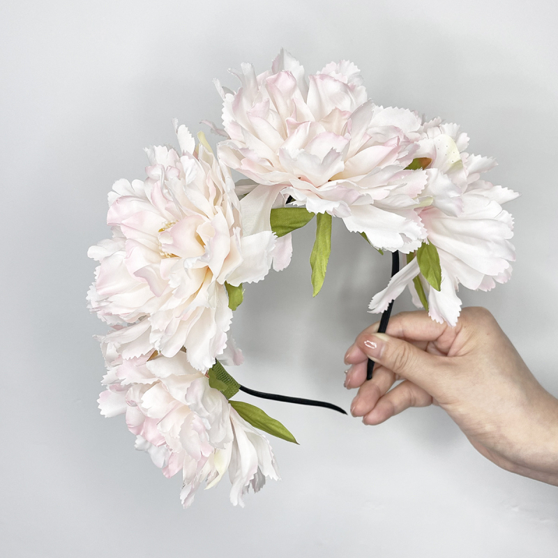 2025 m. pavasario ir vasaros naujas didelis bijūnų galvos juosta su aukštu galvos apdangalu, aukštos kokybės aksesuarai, Naujųjų metų šviežios gėlės, nuotakos galvos juosta moterims