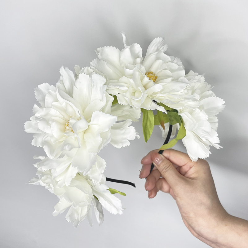 2025 m. pavasario ir vasaros naujas didelis bijūnų galvos juosta su aukštu galvos apdangalu, aukštos kokybės aksesuarai, Naujųjų metų šviežios gėlės, nuotakos galvos juosta moterims