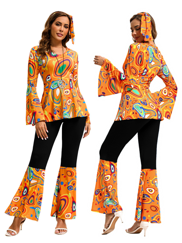 Új Amazon-os, népszerű nadrágok, divatos, nyomtatott hip-hop flare nadrágok, turbán öltönyök, színpadi ruhák