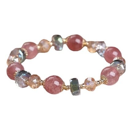 2024. aasta uus naturaalsest maasikakristallist käevõru kristallkäevõru vabaaja kerge luksusliku disainiga tüdruksõbra kingitus looduskivist