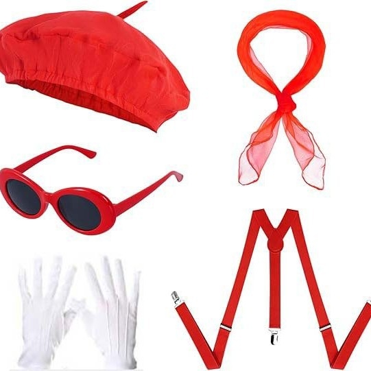 Új 1980-as évekbeli bohócelőadás, bud sapka, hiphop szemüveg, hírességeknek való parti, selyemsál, bross, kiegészítők