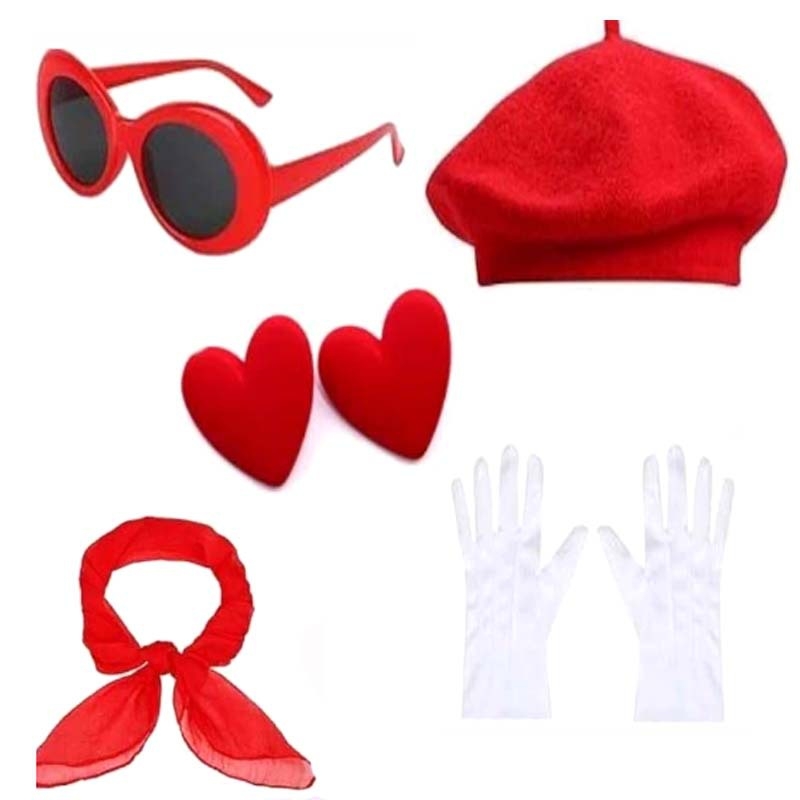 Új 1980-as évekbeli bohócelőadás, bud sapka, hiphop szemüveg, hírességeknek való parti, selyemsál, bross, kiegészítők