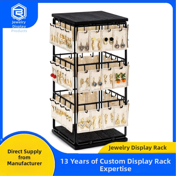 Asztali négyoldalas forgatható ékszerkiállító állvány, határokon átnyúló háztartási kozmetikai asztali nyaklánc, fülbevaló tároló állvány