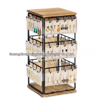 Asztali négyoldalas forgatható ékszerkiállító állvány, határokon átnyúló háztartási kozmetikai asztali nyaklánc, fülbevaló tároló állvány