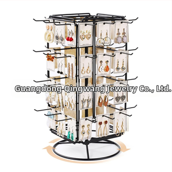 Asztali négyoldalas forgatható ékszerkiállító állvány, határokon átnyúló háztartási kozmetikai asztali nyaklánc, fülbevaló tároló állvány