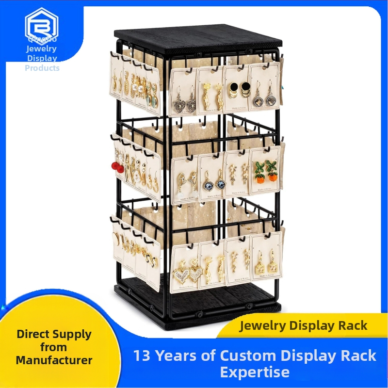 Asztali négyoldalas forgatható ékszerkiállító állvány, határokon átnyúló háztartási kozmetikai asztali nyaklánc, fülbevaló tároló állvány
