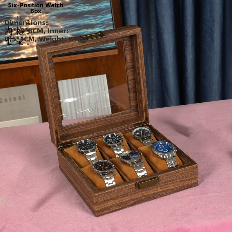 Prabangi, lengva, nauja kiniško stiliaus medžio masyvo odos laikrodžių dėžutė, apyrankė, apyrankė, papuošalų dėžutė, vintažinis rankinių laikrodžių demonstravimo dėžutė su dangteliu