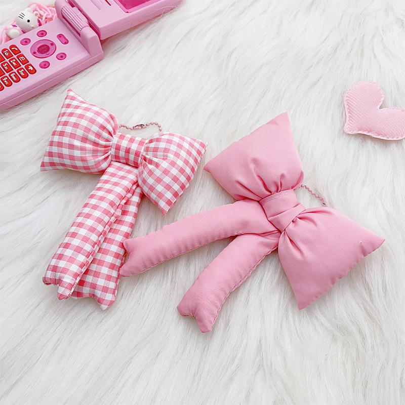 Koreai Ins Chanel stílusú pamut anyagból készült aranyos rózsaszín masnis kis ékszertáska medállánc lányka szív alakú díszítéssel