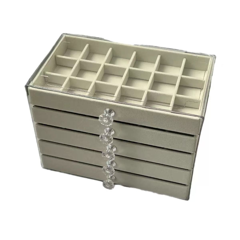 Lemmikloomade 5-kihiline sahtlitüüpi ehete hoiukarp kõrvarõngaste, kaelakee, sõrmuse ehtekarp sahtliga tualettlauaga