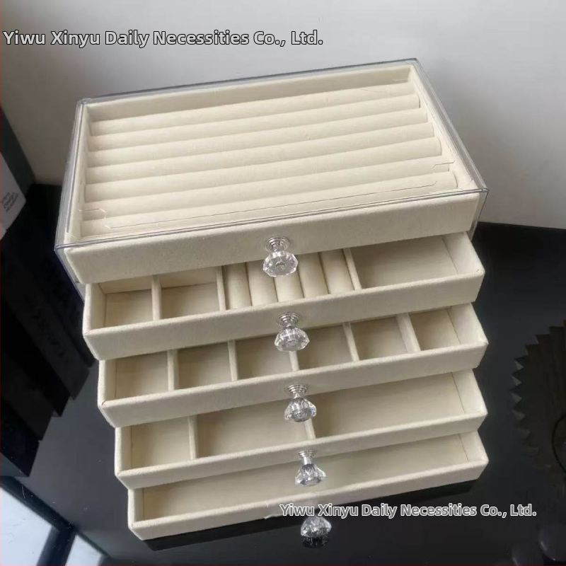 Lemmikloomade 5-kihiline sahtlitüüpi ehete hoiukarp kõrvarõngaste, kaelakee, sõrmuse ehtekarp sahtliga tualettlauaga