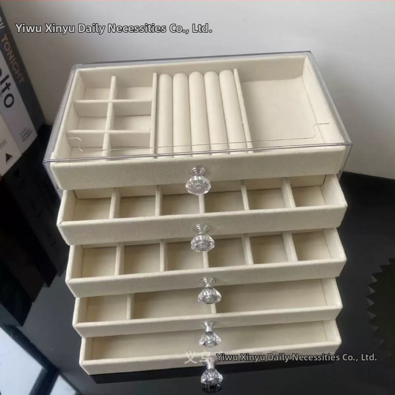 Lemmikloomade 5-kihiline sahtlitüüpi ehete hoiukarp kõrvarõngaste, kaelakee, sõrmuse ehtekarp sahtliga tualettlauaga