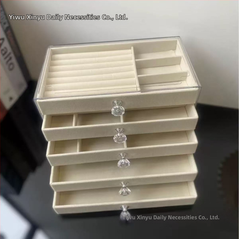 Lemmikloomade 5-kihiline sahtlitüüpi ehete hoiukarp kõrvarõngaste, kaelakee, sõrmuse ehtekarp sahtliga tualettlauaga