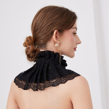 Νέο ρετρό ρομαντικό παλάτι με δαντέλα και αριστοκρατικό στολίδι λαιμού, γαλλικό εξαιρετικό διπλό στρώμα δαντέλας με σάλι γιακά