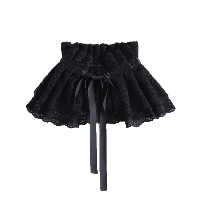 Nauja retro romantiška raukta nėrinių rūmų aristokratiška kaklo puošmena, prancūziška išskirtinė dvigubo sluoksnio nėriniuota skara su stovo apykakle