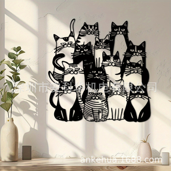 Határokon átnyúló új kreatív fém macska sziluett falra akasztható hálószoba nappali háttér dekoratív művészet