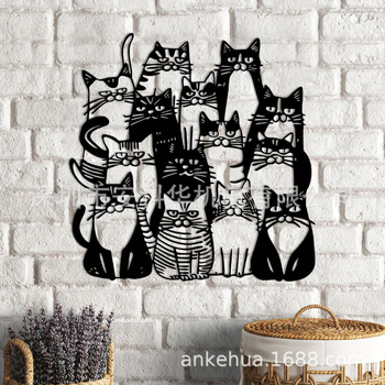 Határokon átnyúló új kreatív fém macska sziluett falra akasztható hálószoba nappali háttér dekoratív művészet