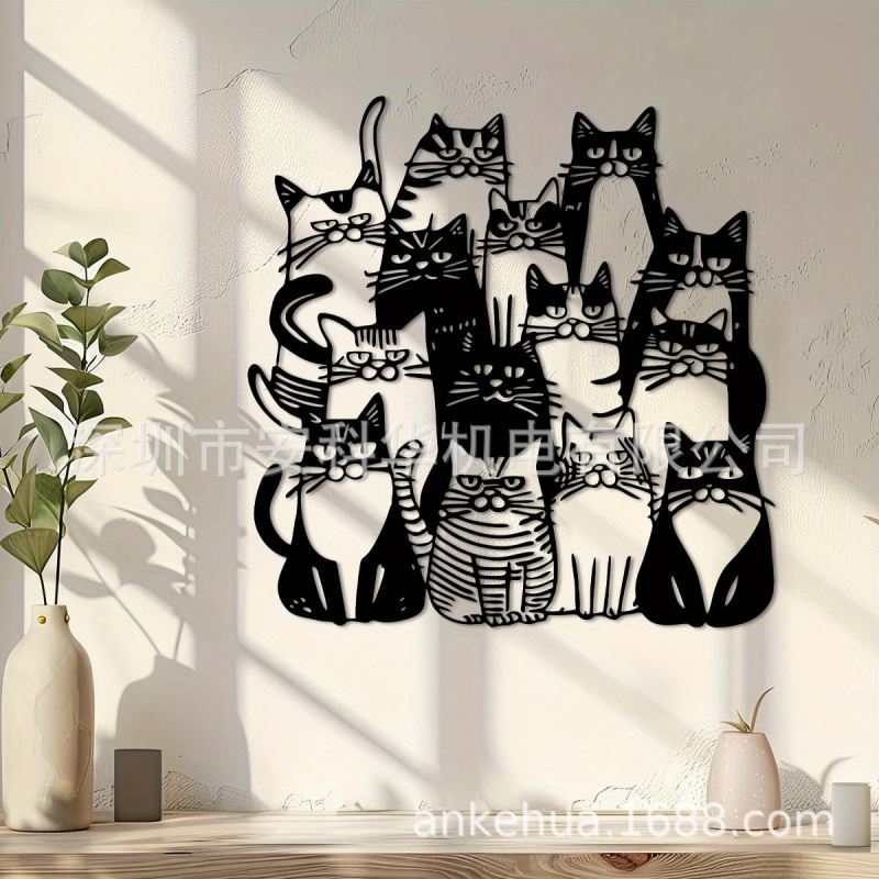 Határokon átnyúló új kreatív fém macska sziluett falra akasztható hálószoba nappali háttér dekoratív művészet