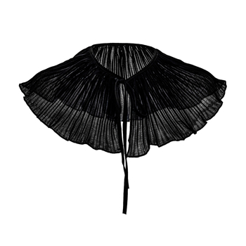 Διασυνοριακός Ιαπωνικός και Κορεάτικος Ψεύτικος Κολάρος Γυναικείος Πολυχρηστικός Μαύρος Σάλι με Βολάν από Σιφόν Γυναικείο Σάλι με Κάπα και Καλοκαιρινό Δαντελένιο Διακοσμητικό Κολάρο