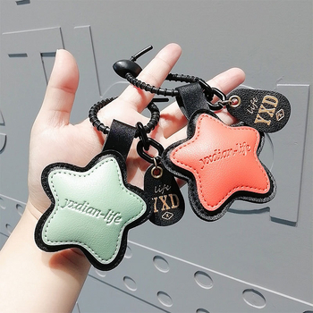 Δερμάτινο κρεμαστό κόσμημα μπρελόκ αυτοκινήτου με χαμόγελο, πεντάκτινο αστέρι, σχολική τσάντα κρεμαστή, μικρό δώρο χονδρικής