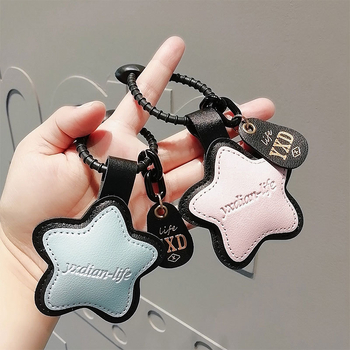 Δερμάτινο κρεμαστό κόσμημα μπρελόκ αυτοκινήτου με χαμόγελο, πεντάκτινο αστέρι, σχολική τσάντα κρεμαστή, μικρό δώρο χονδρικής