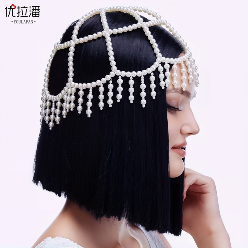 Eulapan SA31 európai és amerikai hajformázó krémfehér gyöngyös üreges bojtos fejpánt kézzel készített kalap fejdísz