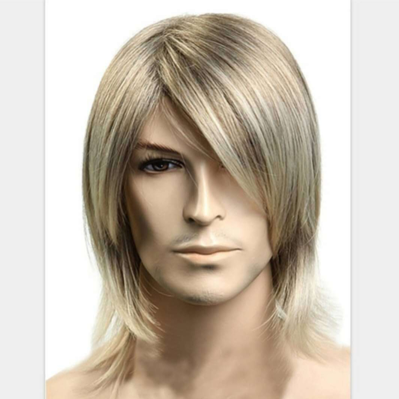 Трансгранична гореща нова европейска и американска външна търговия мъжка мода кафява смесена златиста градиентна къса права коса на петно