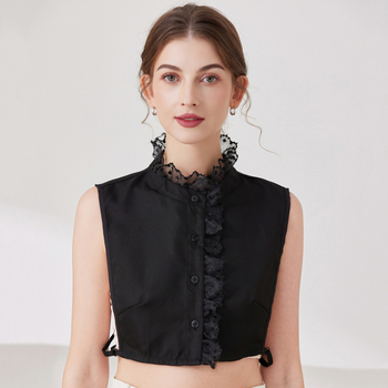 Ρομαντικό γαλλικό πέταλο Amazon με ψεύτικο κολάρο από βαμβάκι και δαντέλα, φιλικό προς το δέρμα γιακάς πουκάμισου, διακοσμητικό κολάρο με βάση