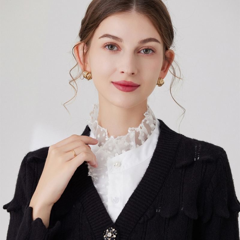 Amazon francia romantikus sziromgallér, hamis pamut csipkeszegélyes gallér, bőrbarát inggallér, állványgallér, dekoratív gallér