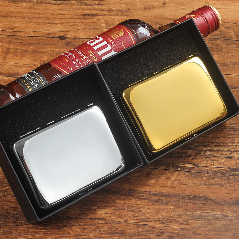 Dvigubo pistoleto veidrodinis cigarečių dėklas, 18 vnt. pakuotės vidurinis cigarečių dėklas, atsparus suspaudimui, drėgmei, patvarus vyriškas nešiojamas cigarečių dėklas